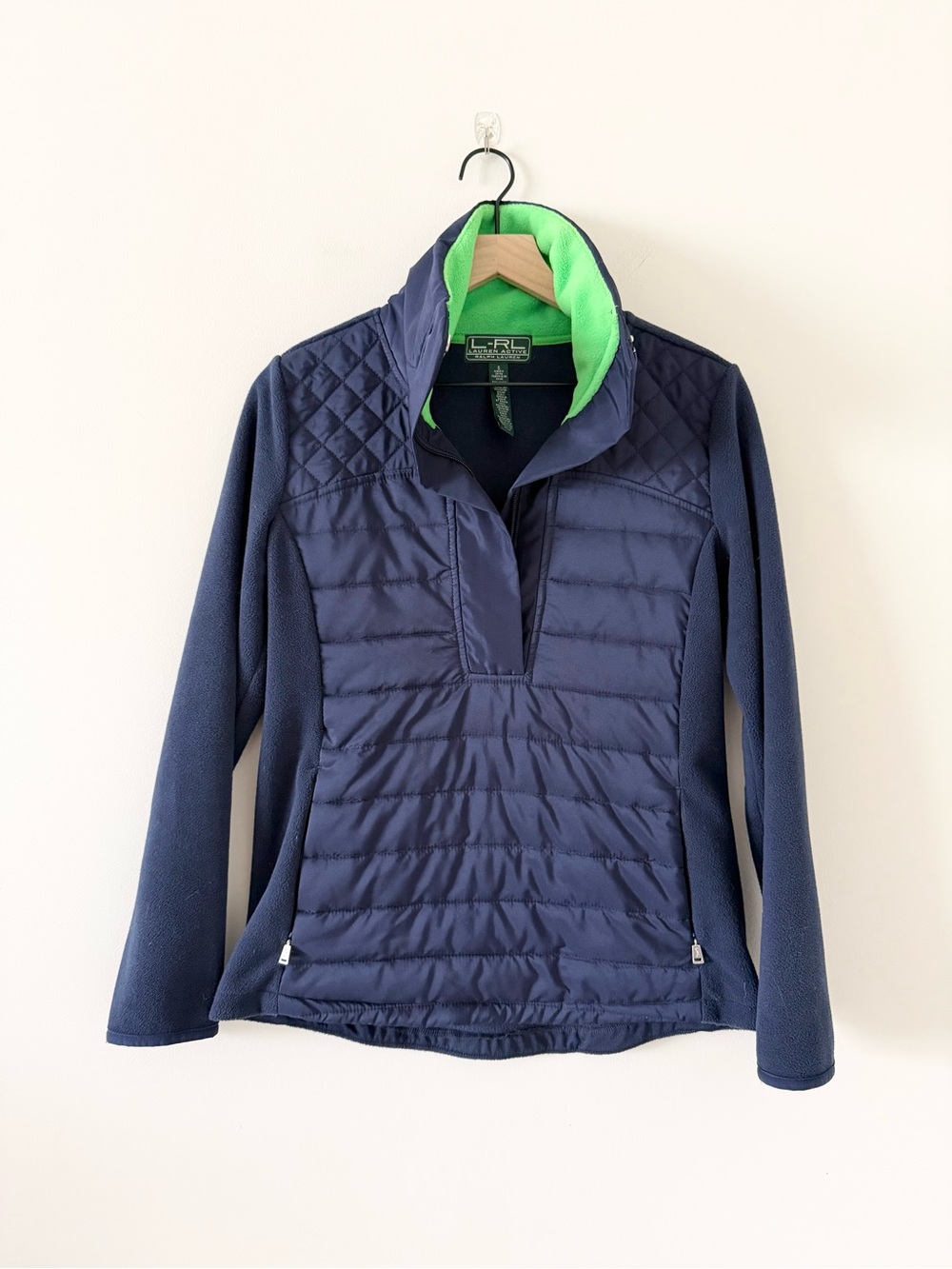 Lauren Active Ralph Lauren Navy Fleece with Quilted Body Popover Size S